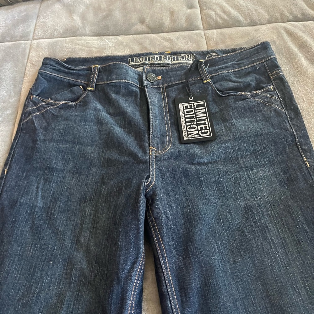 New York & Company Blue Flare Wide Leg Jeans - Picture 5 of 6